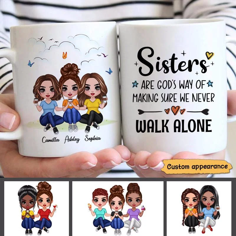 wedding coffee mug -Sisters Are God‘s Way Besties Siblings Gift Personalized Mug