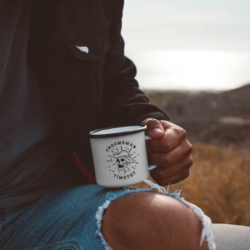 plain white tea mug -Groomsmen Best Man Camping Mugs - Skull