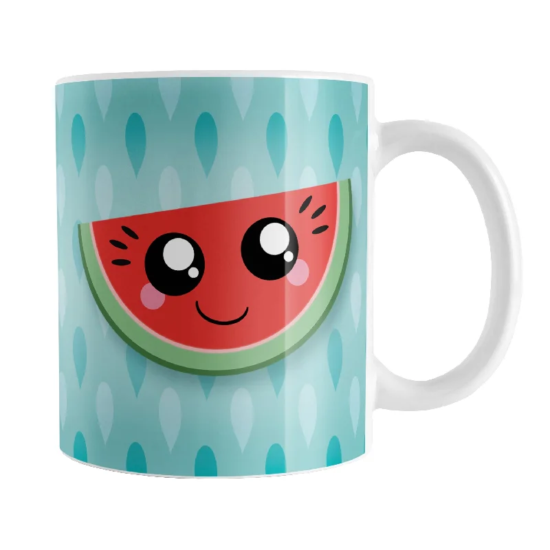 double wall travel mug -Smiling Watermelon Slice Turquoise Mug