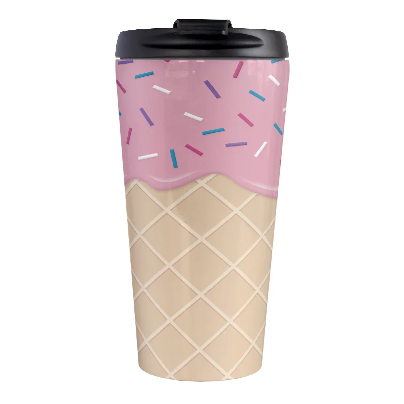 custom logo mug -Strawberry Ice Cream Waffle Cone Travel Mug