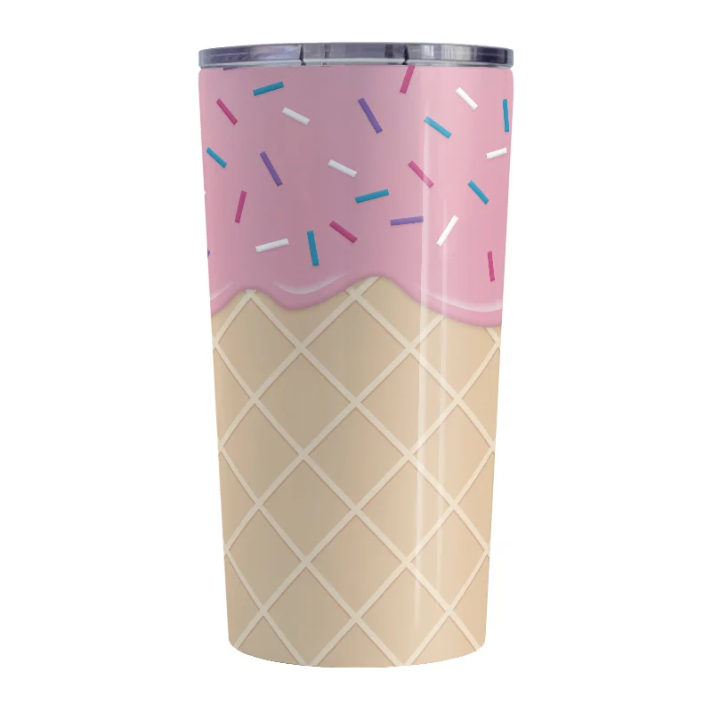 blue ceramic mug -Strawberry Ice Cream Waffle Cone Tumbler Cup