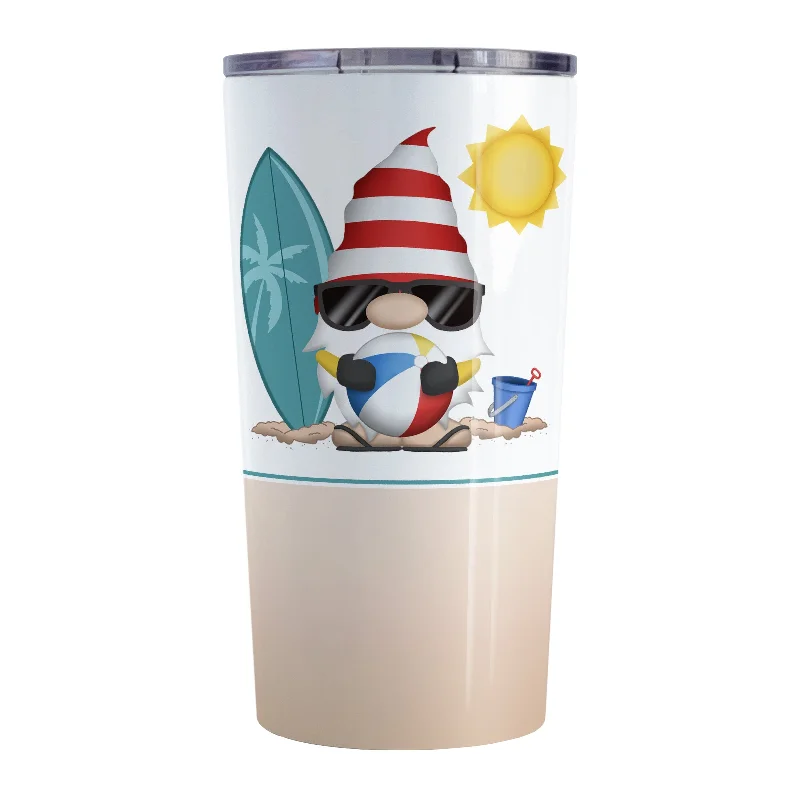 coffee cup with lid and straw -Summer Beach Gnome Tumbler Cup