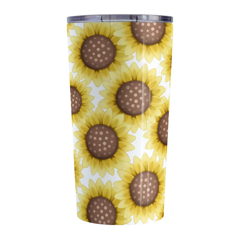 travel coffee mug for commuting -Sunflower Pattern Tumbler Cup