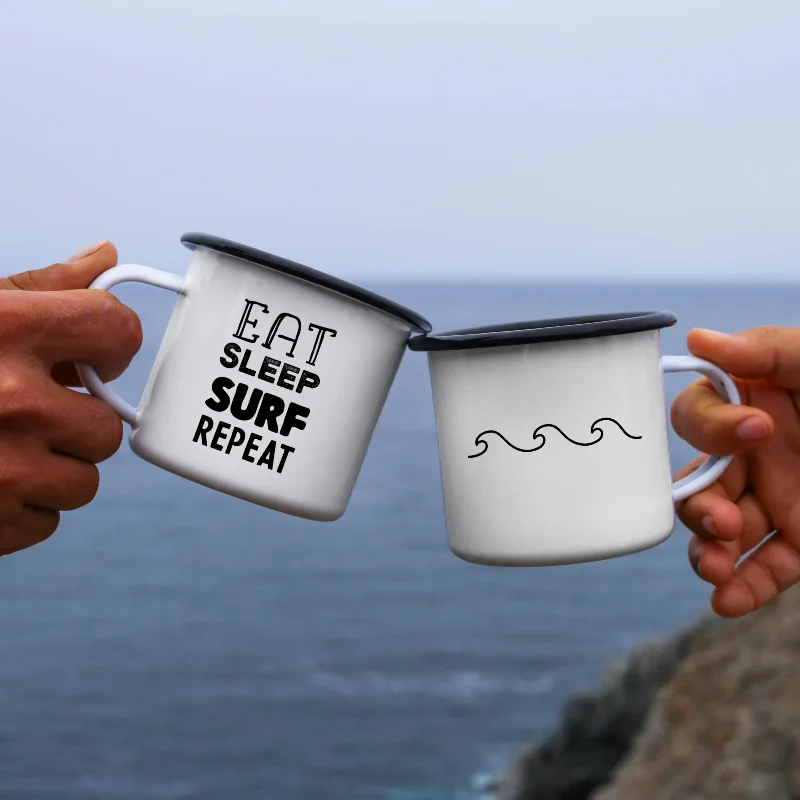 insulated cup for hot drinks -Eat Sleep Surf Repeat Camping Mug