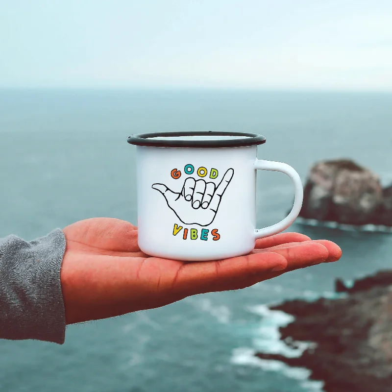 glass mug for tea -Good Vibes Shaka Camp Mug