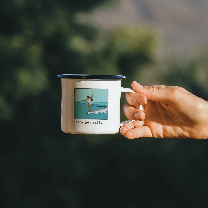 matte coffee mug -Surfer Girl Mug 'Lets get salty'