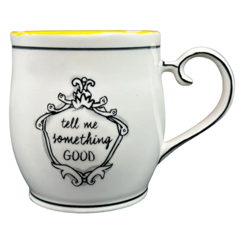 funny ceramic coffee mug -Tell Me Something Good Mug Katie Mandy