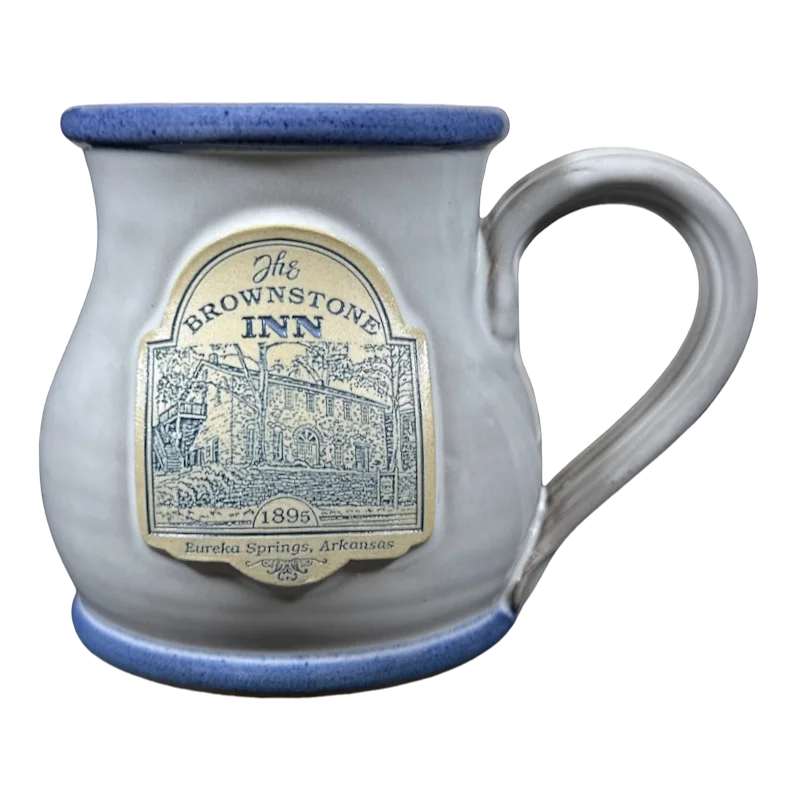 silver travel mug -The Brownstone Inn Eureka Springs Arkansas Mug Deneen Pottery