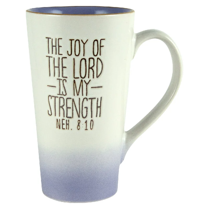 Christmas tea mug -The Joy Of The Lord Is My Strength Purple & White Ombre Ceramic Mug