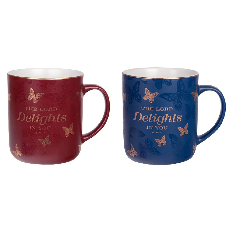 small tea mug -The Lord Delights In You Two Piece Ceramic Mug Set - Isaiah 62:4