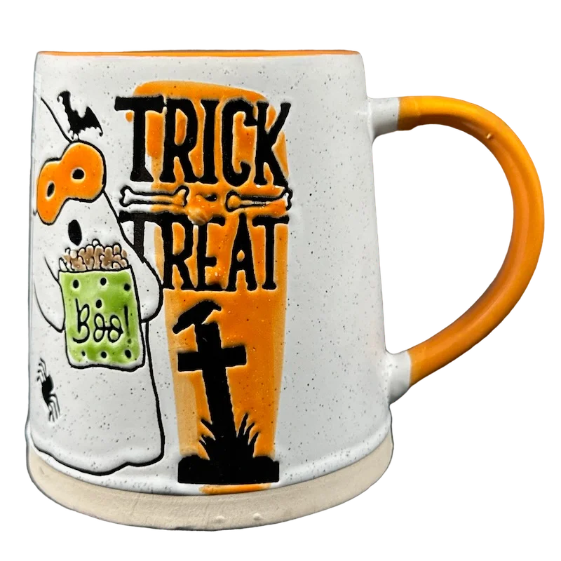 insulated tea mug -Trick Treat Boo Ghost Halloween Mug Spectrum Designz