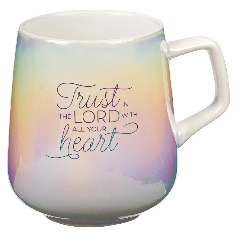 stainless steel tea mug -Trust In The Lord With All Your Heart Pearl Ombre Ceramic Mug - Proverbs 3:5