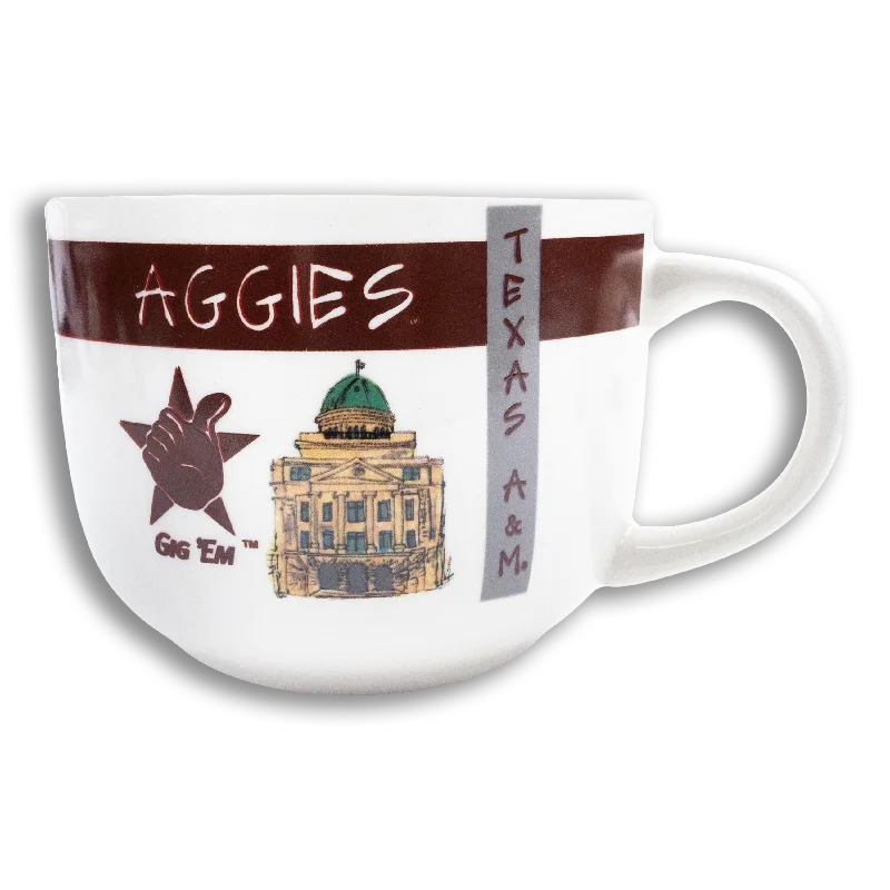 travel coffee mug -Texas A&M Aggies White Mug 19 Oz