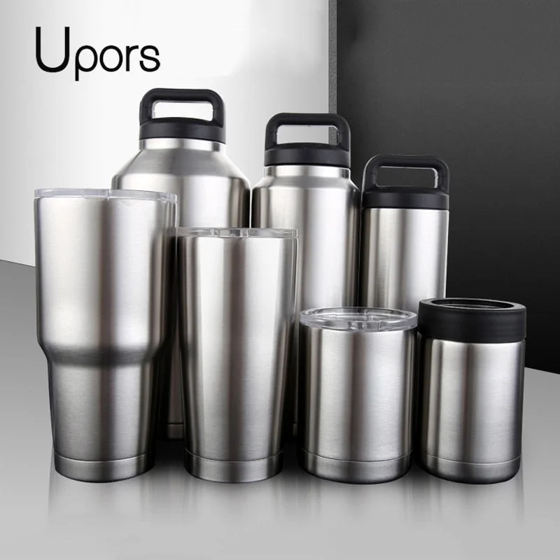 latte mug -UPORS 10/12/18/20/30/36/64OZ Outdoor Sport Water Bottle Stainless Steel Water Bottle With Lid BPA Free Insulated Coffee Tumbler