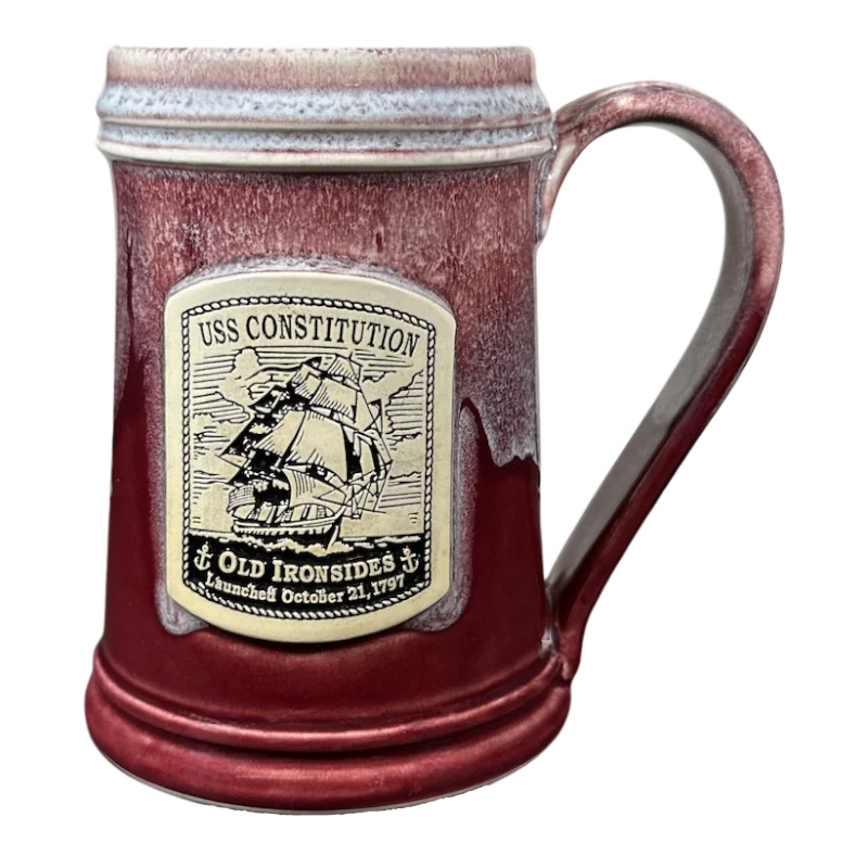 handmade ceramic mug -USS Constitution old Ironsides Mug Grey Fox Pottery