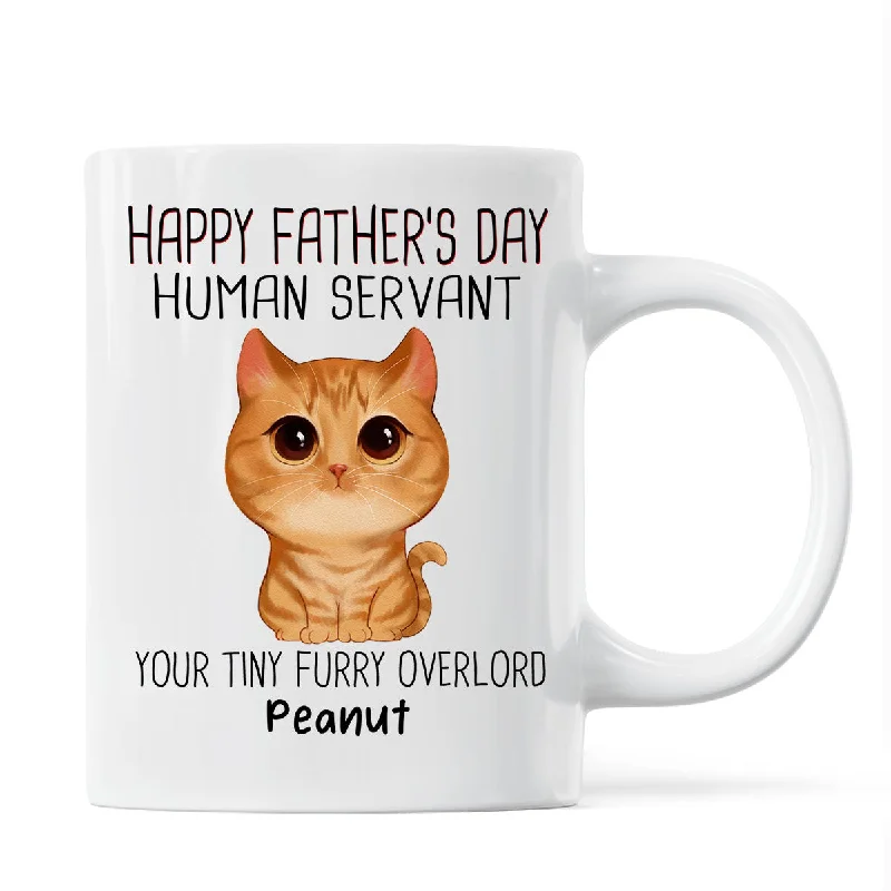 large travel mug -Watercolor Cute Cats Happy Father‘s Day Cat Human Servant Personalized Mug