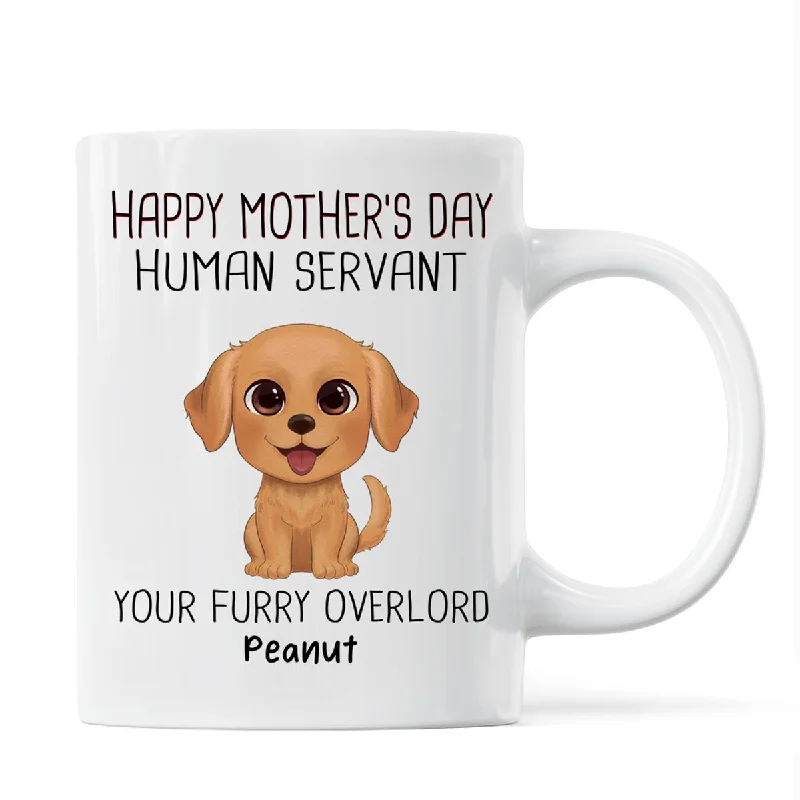 portable coffee cup -Watercolor Cute Dogs Happy Mother's Day Human Servant Personalized Mug, Gift For Dog Mom, Dog Lovers