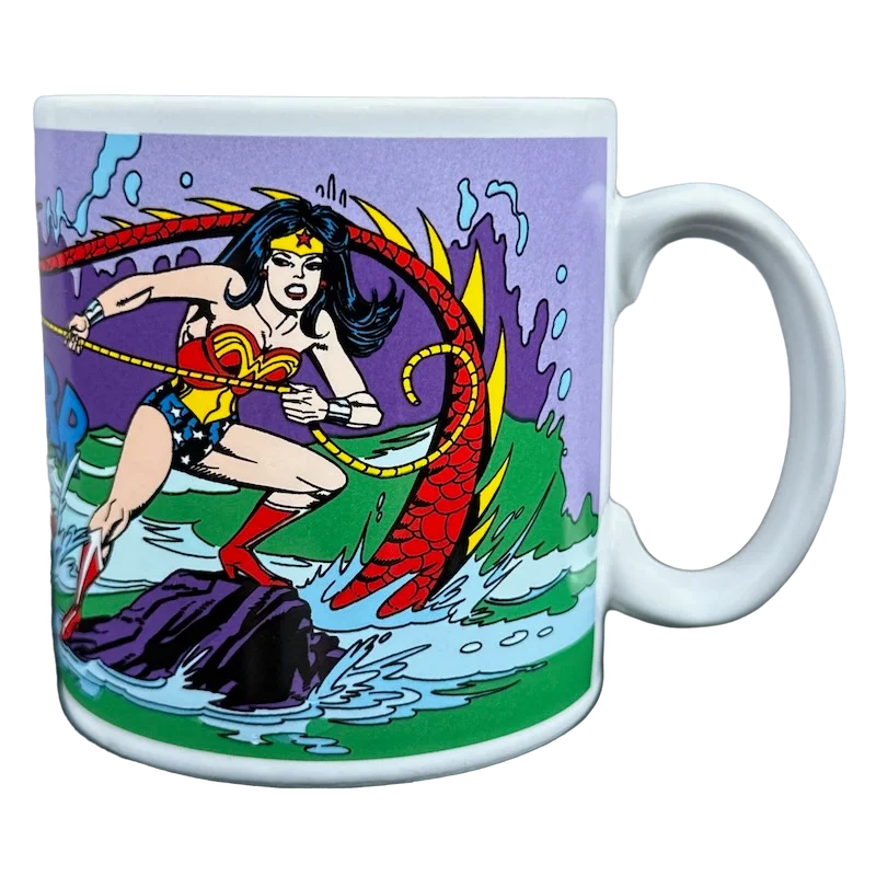 practical coffee mug -Wonder Woman Battling A Dragon DC Comics Vintage Mug Applause