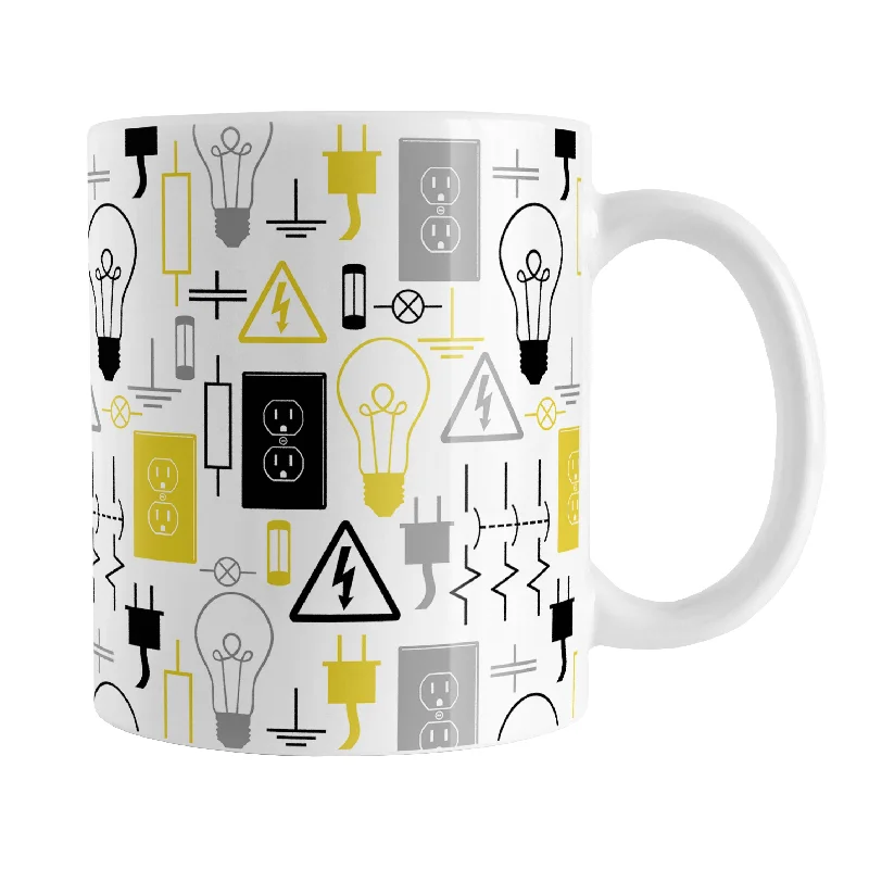 eco-friendly travel mug -Yellow Electrical Electrician Mug