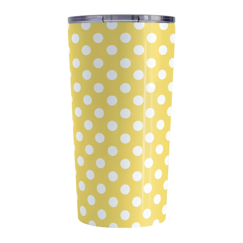 insulated coffee cup with lid -Yellow Polka Dot Tumbler Cup