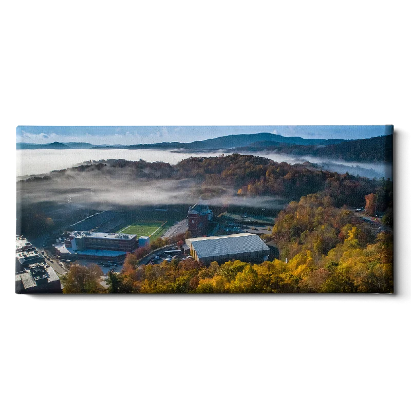 modern botanical tropical paintings-Appalachian State Mountaineers - Autumn Mist Panoramic