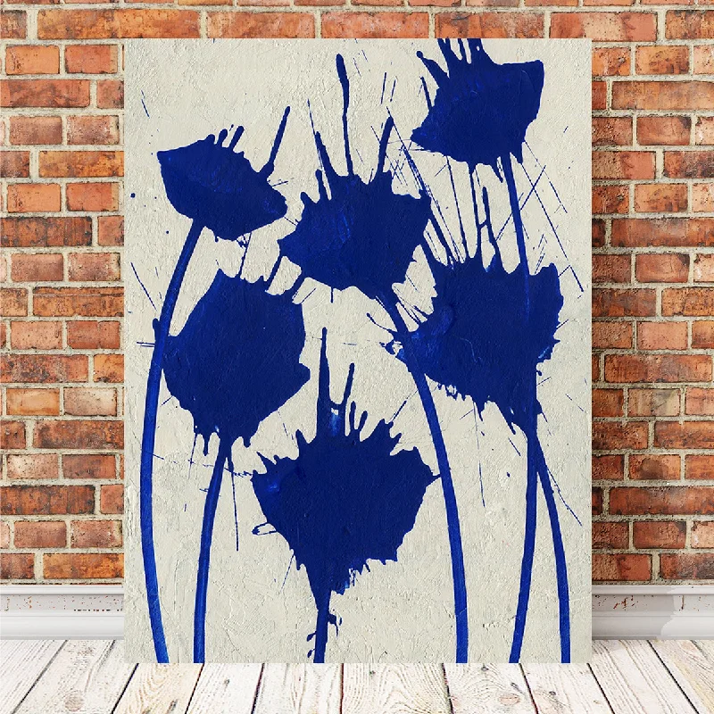 large abstract flower canvas wall paintings-Blue Flowers