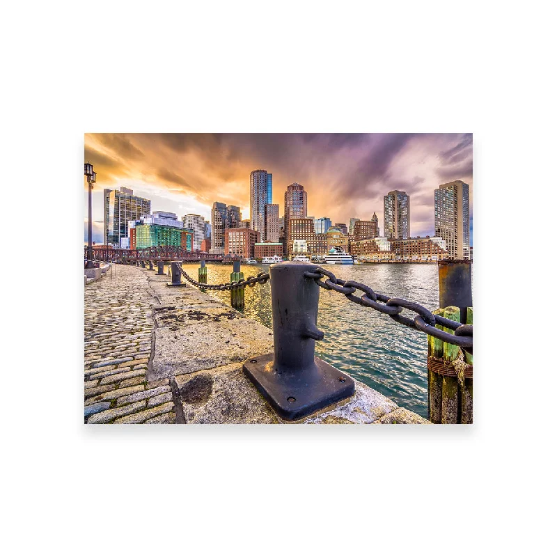 modern large abstract canvas art-Boston Harbor