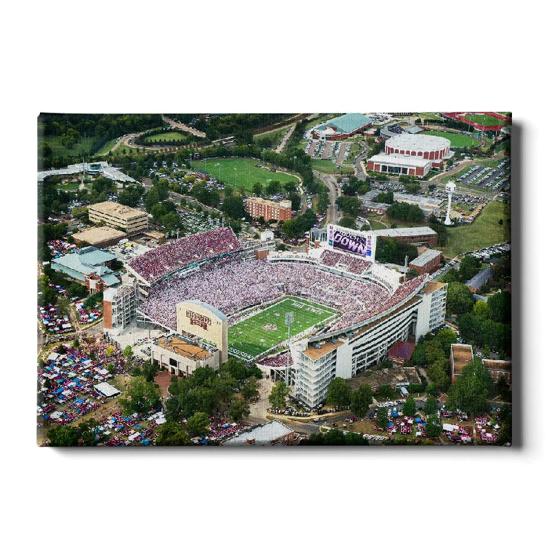 artistic large abstract cityscape paintings-Mississippi State Bulldogs - Touchdown Aerial Davis Wade Stadium