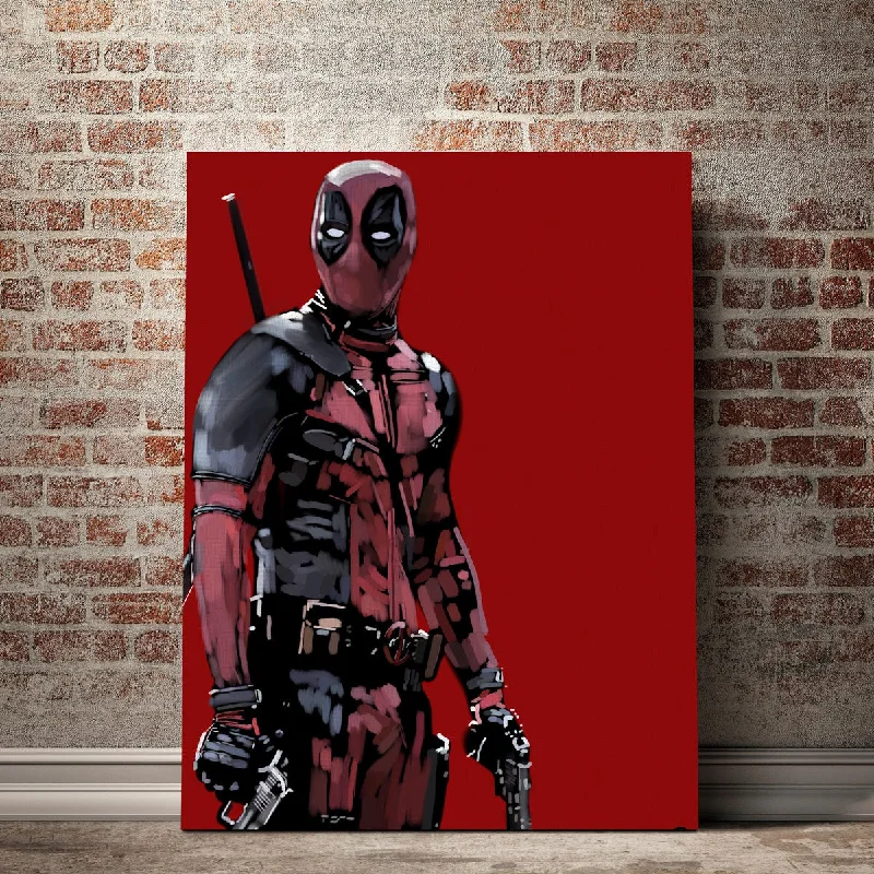 oversized floral geometric paintings-Deadpool on Red