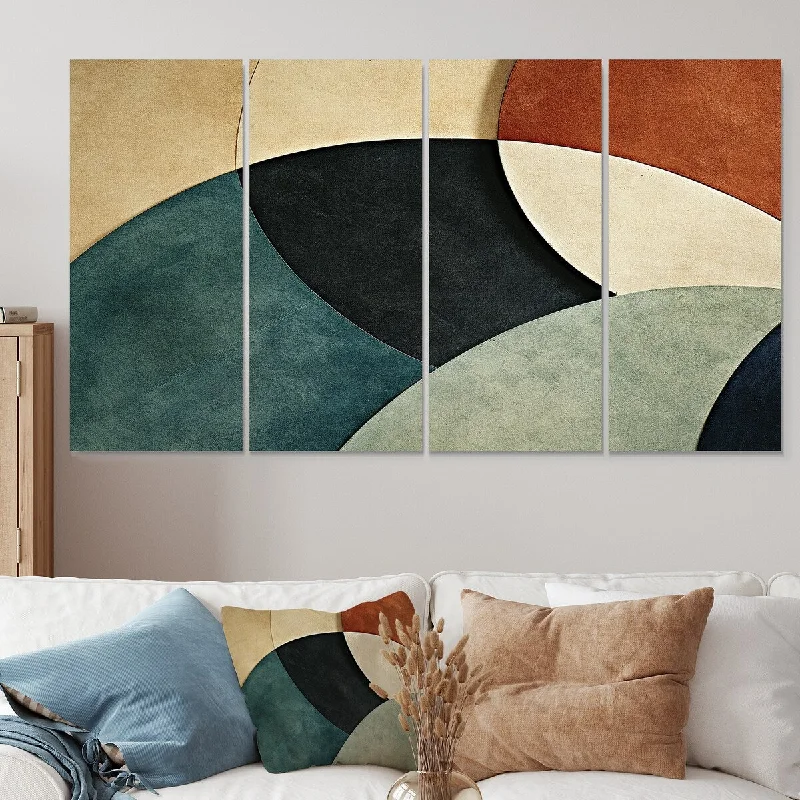 abstract tropical landscape paintings-Designart "Abstract Echoes Swirls I" Abstract Collages Extra Large Canvas Set Of 4 - Oversized Modern Wall Art For Home