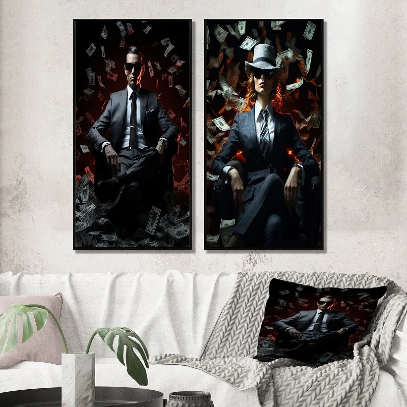 unique landscape canvas wall paintings-Designart "Billionaire Business Man Abundance Of Money IV" Man Wall Art Décor - Glam Canvas Set For Living Room Decor