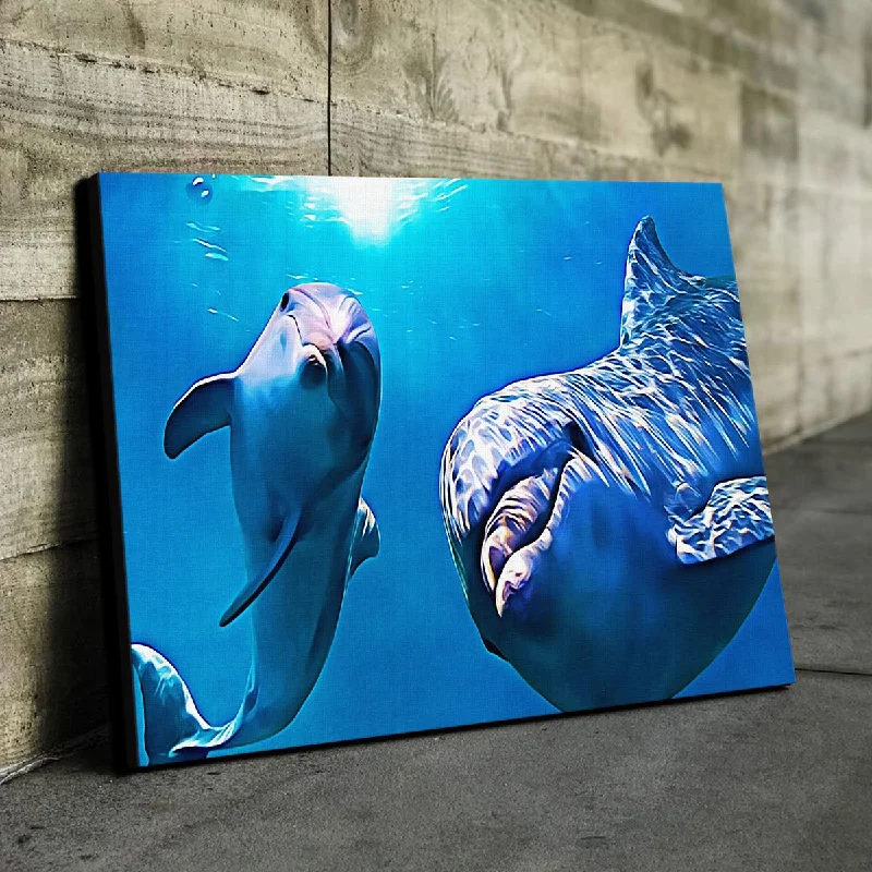 creative abstract flower paintings-Dolphin & Calf Canvas Set