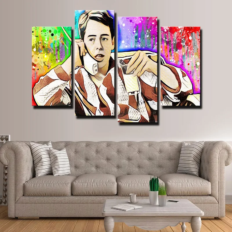 geometric modern floral paintings-Ferris Bueller Canvas Set