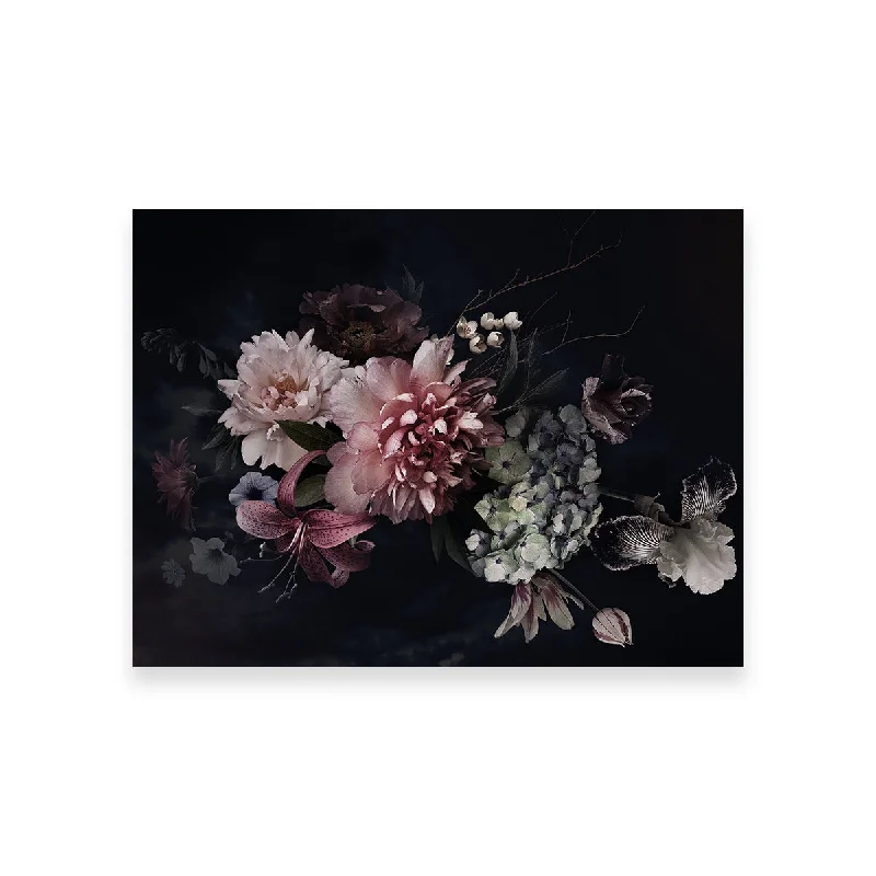 tropical nature canvas art paintings-Flowers on Black