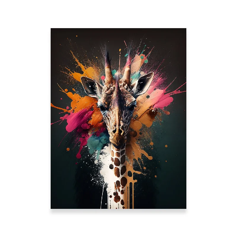 unique retro wall art paintings-Giraffe Portrait