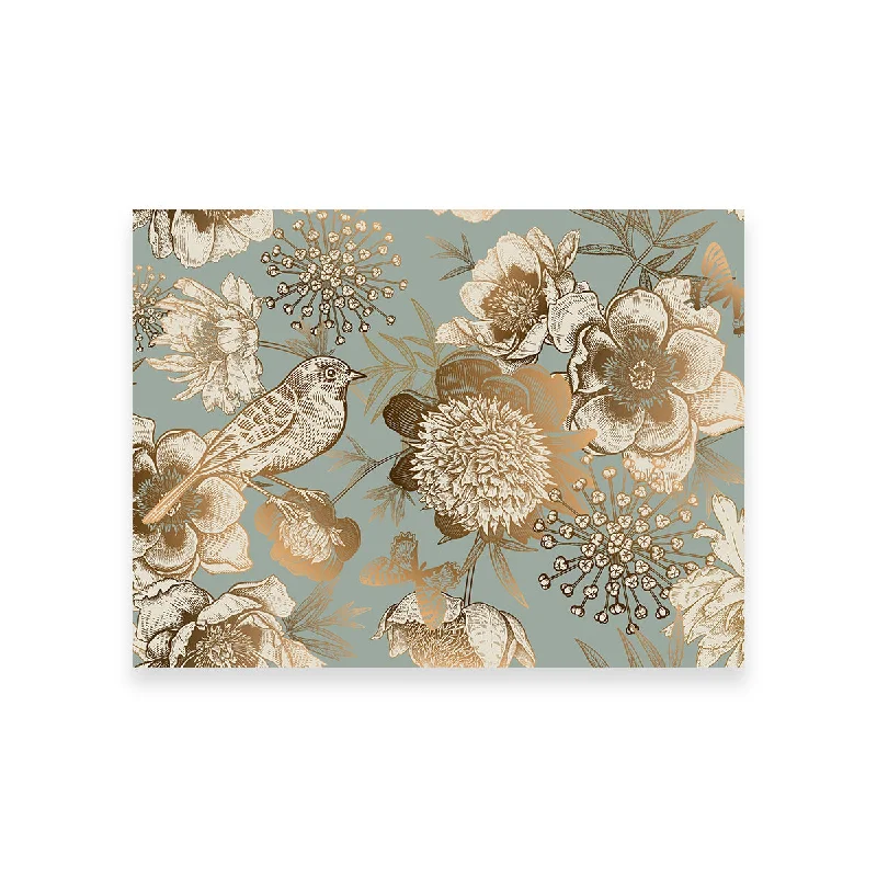 bright floral wall art canvas paintings-Golden Flowers Pattern