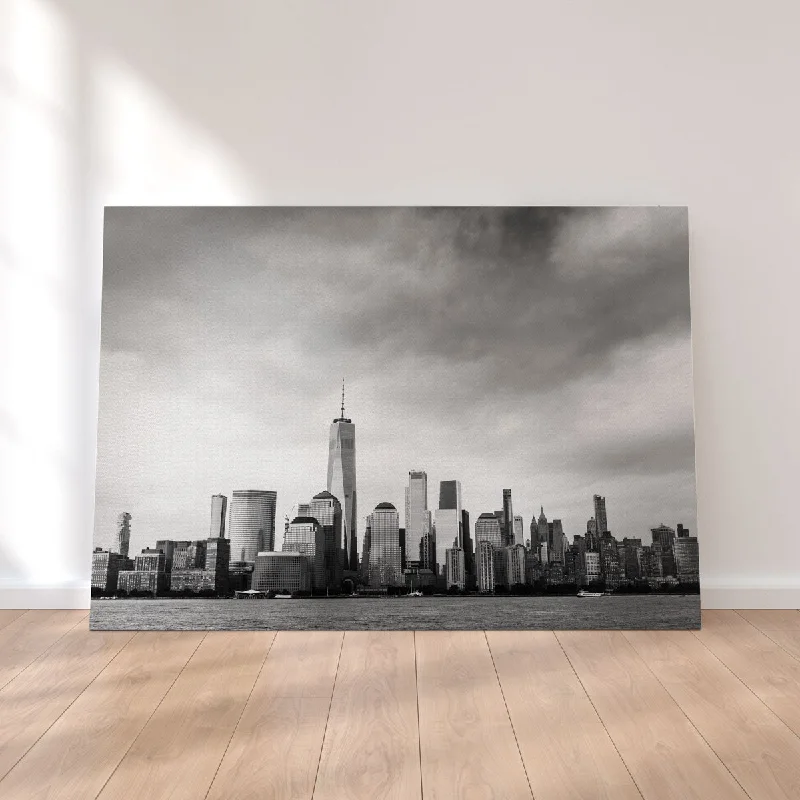 retro geometric art wall paintings-Grayscale New York Canvas Set