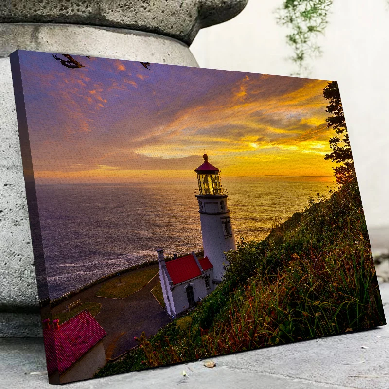 tropical floral wall canvas paintings-Lighthouse on Oregon Coast