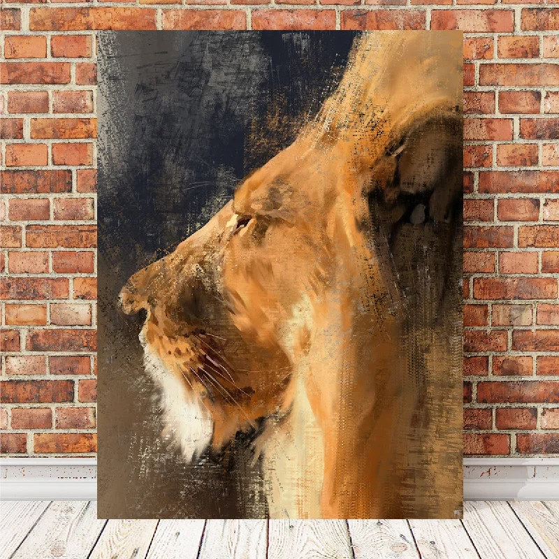 artistic large abstract wall art-Lion In Sun