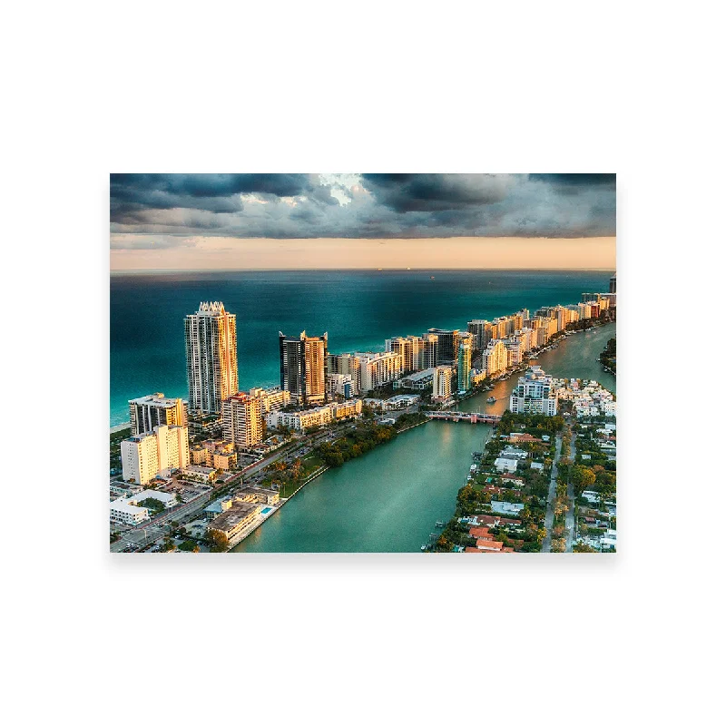 modern floral abstract paintings-Miami Beach Skyline