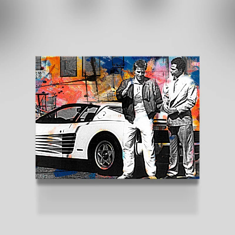 artistic large cityscape canvas paintings-Miami Vice-Ferrari