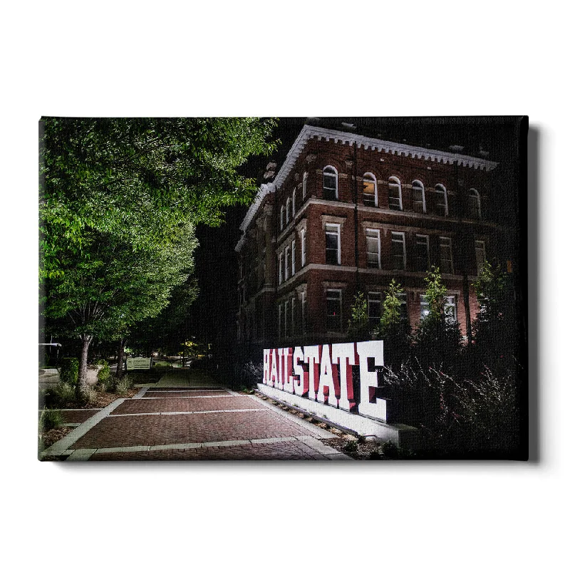 unique geometric art wall paintings-Mississippi State Bulldogs - Hail State Plaza at Night