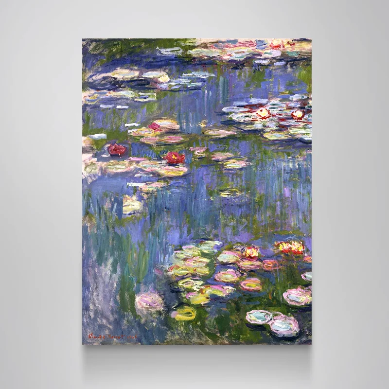 geometric large cityscape paintings-Monet Water Lilies Canvas Set