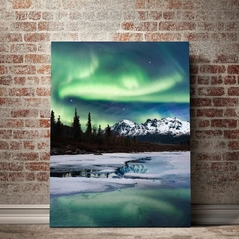 abstract cityscape wall canvas art-Northern Lights Landscape