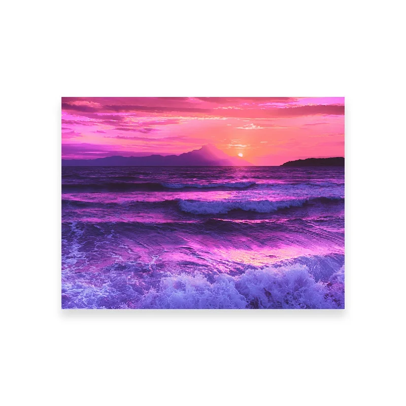 large contemporary geometric paintings-Oceanview at Sunset