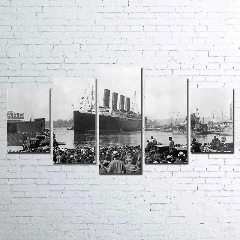 geometric cityscape wall paintings-RMS Lusitania Canvas Set