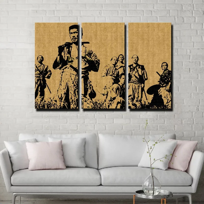 colorful coastal art paintings-Seven Samurai Canvas Set