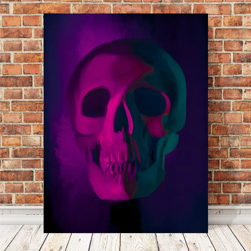 modern botanical tropical paintings-Skull Purple Shade