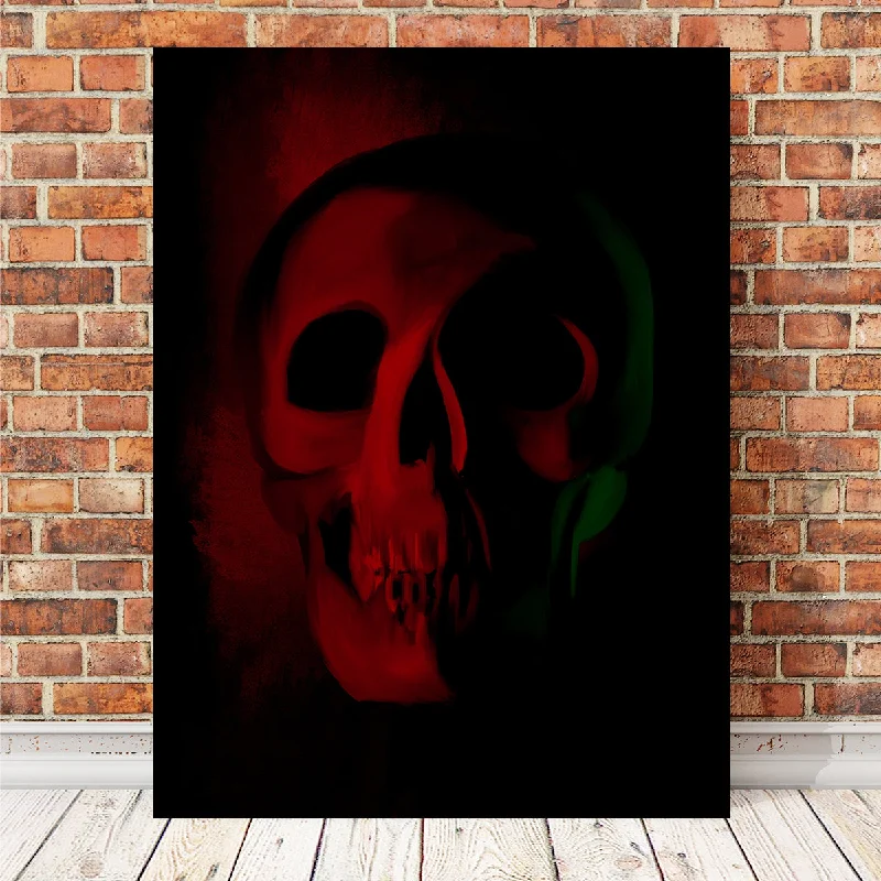 large hand-painted tropical nature paintings-Skull Red Shade