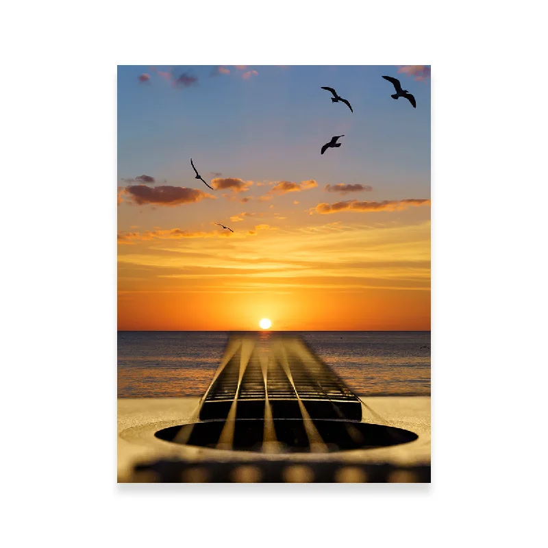 coastal botanical wall canvas paintings-Sunset Guitar Song